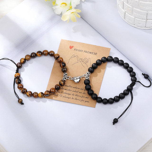Natural Stone Beads Couple Magnetic Bracelets Pi-Mart