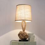 Metal Table Lamp American Retro Bedroom Fabric Craft Hemp Rope Pi-Mart