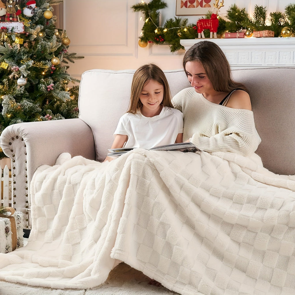 Soft and Cozy Luxurious Glam Plaid Throw Blanket - Reversible, All-Season 3D Checkered Pattern Fantasy Themed Polyester Flannel Fleece Bed Throw for Perfect Comfort Lootquake LLC
