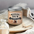 Morning Brew Rich Coffee & Vanilla Scented Candle, Hand-Poured Soy Wax, Single-Wick, Resin Jar with Glitter Embellishment, for Home Aromatherapy, Stress Relief, Decorative Gift for Holidays - Christmas, Easter, Thanksgiving, Lootquake LLC
