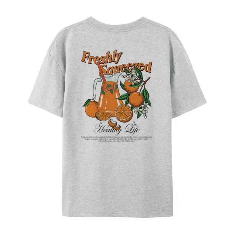 Orange Fruit T-Shirts Back Print Loose Botanical T Shirt Wom Lootquake LLC