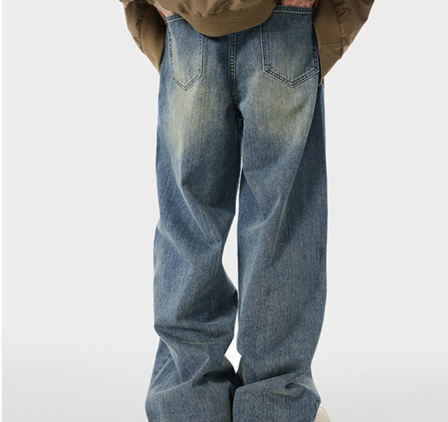 Men's Worn Looking Washed-out Loose Straight All-matching Jeans Lootquake LLC