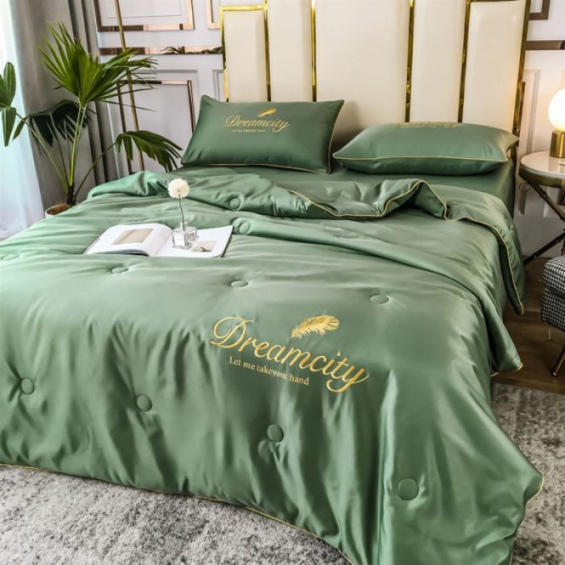 Tencel Summer Cooling Ice Silk Summer Quilt Airable Cover Four-piece Set Pi-Mart