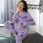 Elegant Women's Autumn And Winter Cotton-like Long Pajamas Two-piece Set Pi-Mart