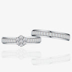 Baguette Zircon Row Diamond Ring Women's Silver
