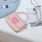 Cute contrasting peach heart tote bag, pink love handbag, simple and versatile small square bag, fashionable shoulder crossbody bag - SJB-DIAMOND ELITES