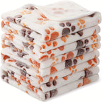 1pc Pet Blanket Dog Puppy Blanket Paw Print Coral Fleece Flannel Blanket Warm Soft Sleep Dog Blanket