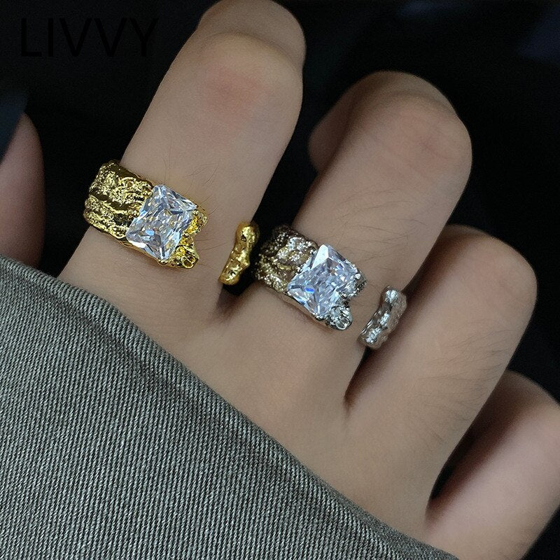 Crystal Zircon Open Adjustable Ring Pi-Mart