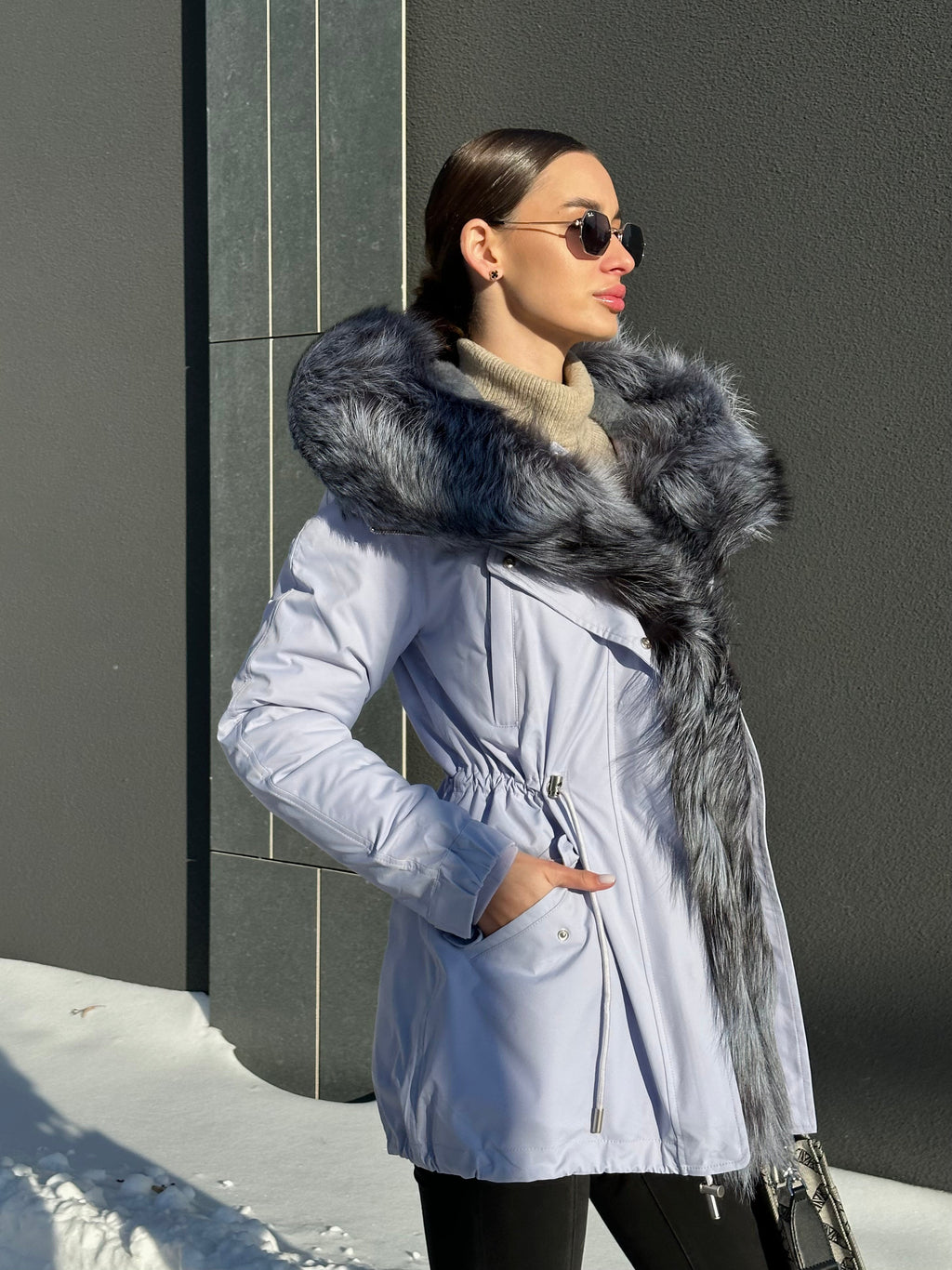 Genuine Silver Fox Fur Trim Rabbit Fur Insulated Parka - SJB-DIAMOND ELITES