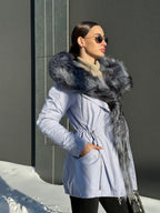 Genuine Silver Fox Fur Trim Rabbit Fur Insulated Parka - SJB-DIAMOND ELITES