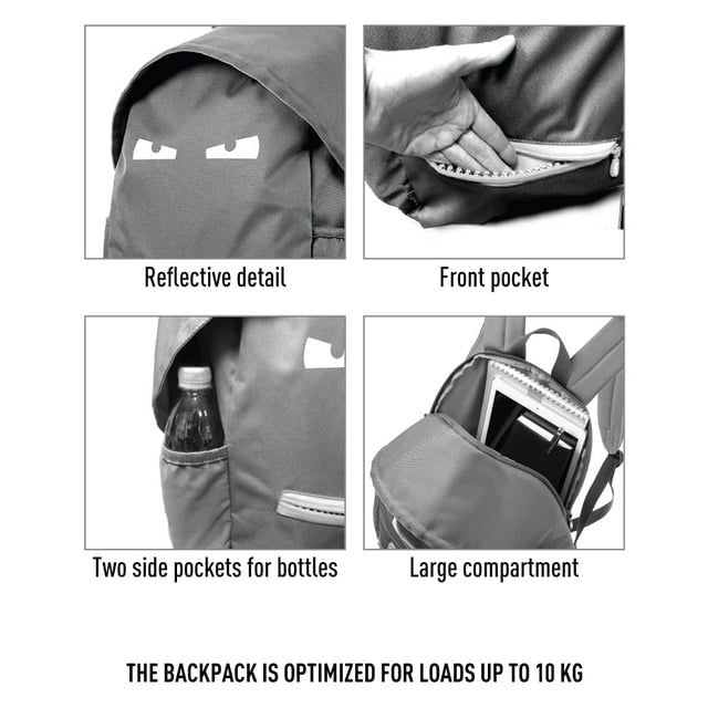 ZIPIT Grillz Backpack for Boys Elementary School & Preschool, Cute Book Bag for Kids, Sturdy & Lightweight (Black) EasyOptionXY LLC
