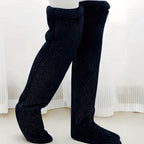 Fuzzy Thigh High Stockings, Warm Over-the-Knee Socks for Women, Solid Color Lootquake LLC