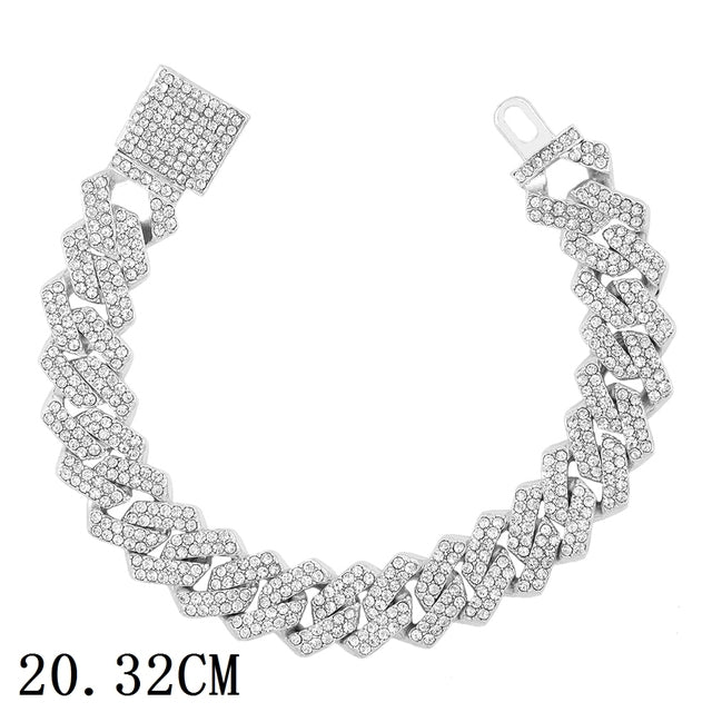 Luxury 12mm Iced Out Cuban Link Chain Bracelet Pi-Mart