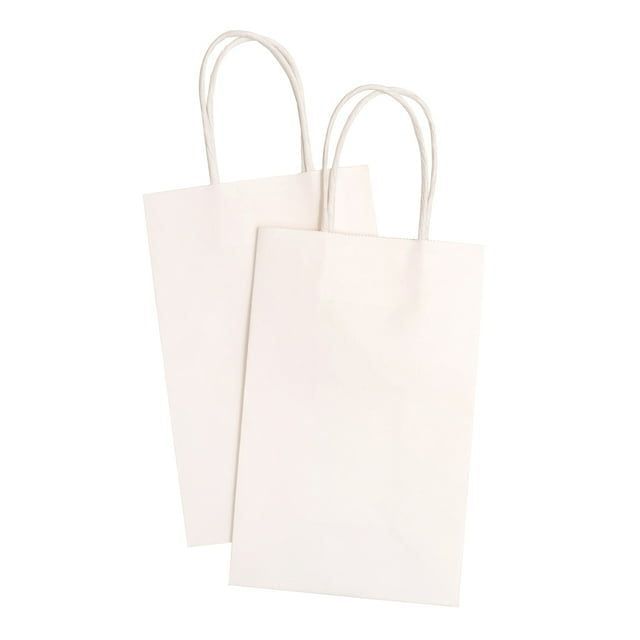 Hello Hobby Solid Small White Paper Bag, 10 Count