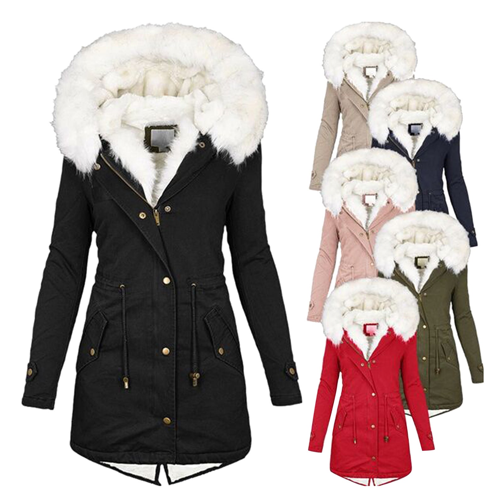 Women's cotton padded jacket with white collar Pi-Mart