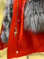 Roma Genuine Silver Fox Fur Rabbit Fur Insulated Parka in Red Alaska® Outerwear Company
