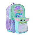 Star Wars Mandalorian Baby Yoda Girls 17" Laptop Backpack 2-Piece Set with Lunch Tote Bag, Purple Green EasyOptionXY LLC