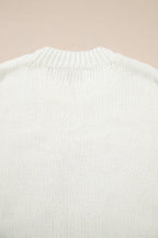 White Embroidered Bow Boots Graphic Drop Shoulder Sweater