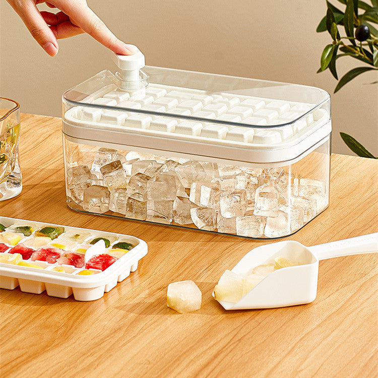 One-button Press Type Ice Mold Box Plastics Ice Cube Maker Ice Tray Mold With Storage Box With Lid Bar Kitchen Accessories Pi-Mart