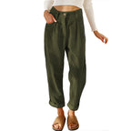 Women's High Waist Pure Color Corduroy Casual Pants Pi-Mart