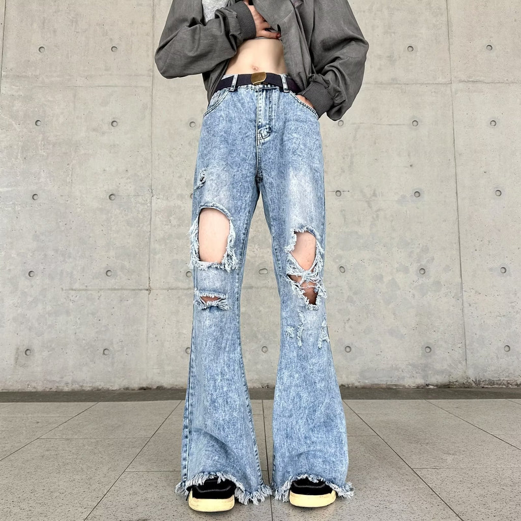 Retro Make Old Ripped Slim-fit Blue Jeans Lootquake LLC