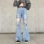 Retro Make Old Ripped Slim-fit Blue Jeans Lootquake LLC