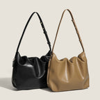 Simple soft leather pleated armpit bag, women's design side zipper solid color shoulder bag, hobo bag for women - SJB-DIAMOND ELITES