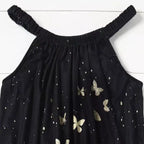 Ladies' Black Butterfly Ruffle Loop Mini Dress With Loop - SJB-DIAMOND ELITES