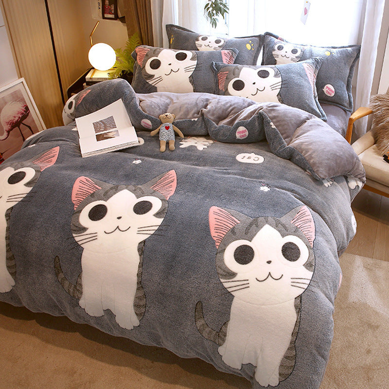 Milk Duvet Set Single Thickened Double Sided Duvet Cover Pi-Mart