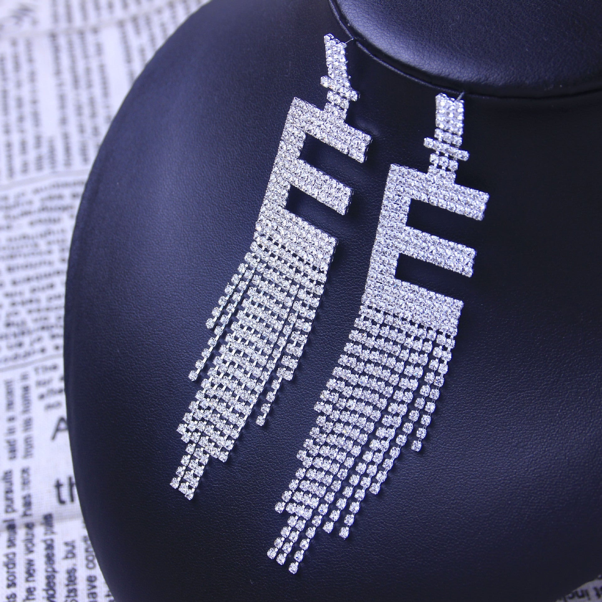 Fashion Jewelry 925 Silver Needle Ornaments Rhinestone Letter B Earrings Banquet Tassel Ear Ornaments Female Pi-Mart