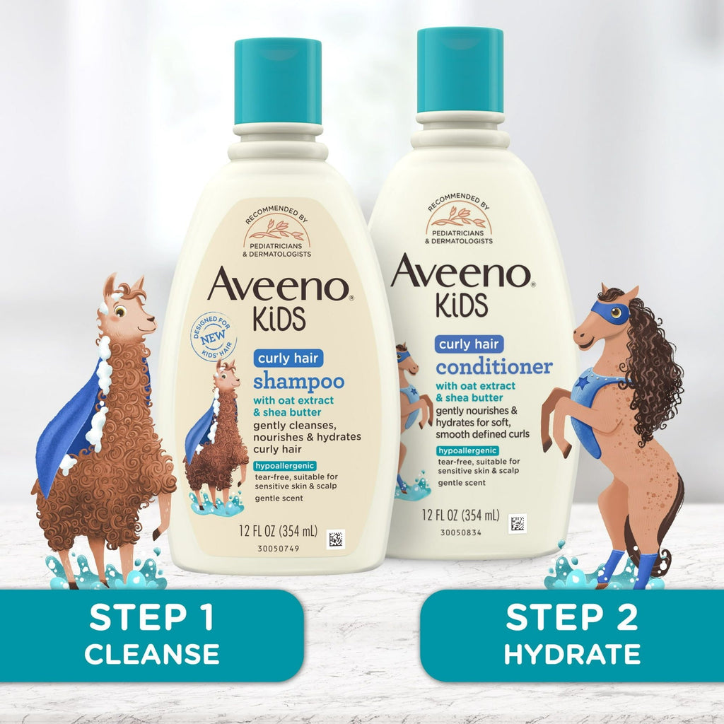 Aveeno Kids Curly Hair Shampoo, Tear Free Curl Hair Products, 12 fl oz EasyOptionXY LLC