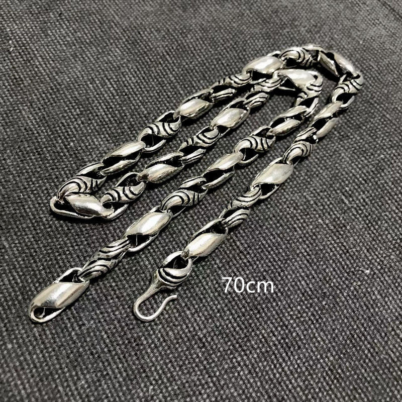 Men's Personality Punk Striped Sterling Silver Necklace Pi-Mart