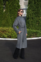 Alpaca Wool Blend Coat in Soft Grey - SJB-DIAMOND ELITES