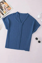 White Notched Neck Batwing Sleeve Blouse | Femstylo