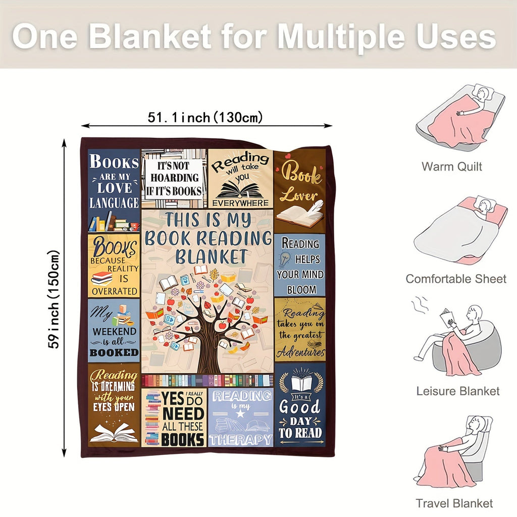 1pc Book Printed Blanket Bookworm, Book Manager, Gift Blanket For Reading Lovers, Home Casual Throw Blanket, Soft Warm Couch Blanket, Bed, Office Lunch Break Blanket, Multi-purpose Blanket For Camping Travel Lootquake LLC