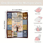 1pc Book Printed Blanket Bookworm, Book Manager, Gift Blanket For Reading Lovers, Home Casual Throw Blanket, Soft Warm Couch Blanket, Bed, Office Lunch Break Blanket, Multi-purpose Blanket For Camping Travel Lootquake LLC