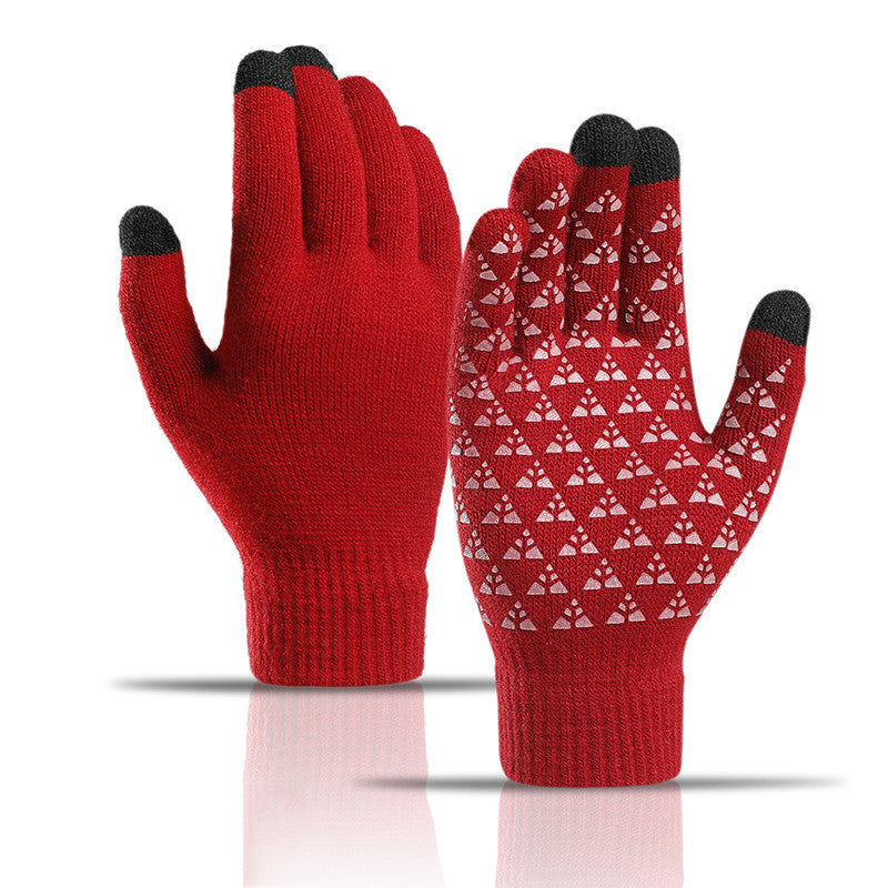 Winter Knitted Gloves For Men And Women Warm Cycling Anti-Cold Anti-Slip Triangular Offset Warm Gloves Pi-Mart