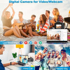 4K Photography Digital Camera - 12x Optical Zoom 72MP YouTube Vlogging Camera With 3" 180° Flip Screen, Auto Focus Compact Camera Lootquake LLC