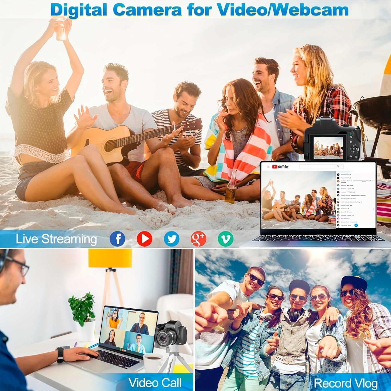 4K Photography Digital Camera - 12x Optical Zoom 72MP YouTube Vlogging Camera With 3" 180° Flip Screen, Auto Focus Compact Camera Lootquake LLC