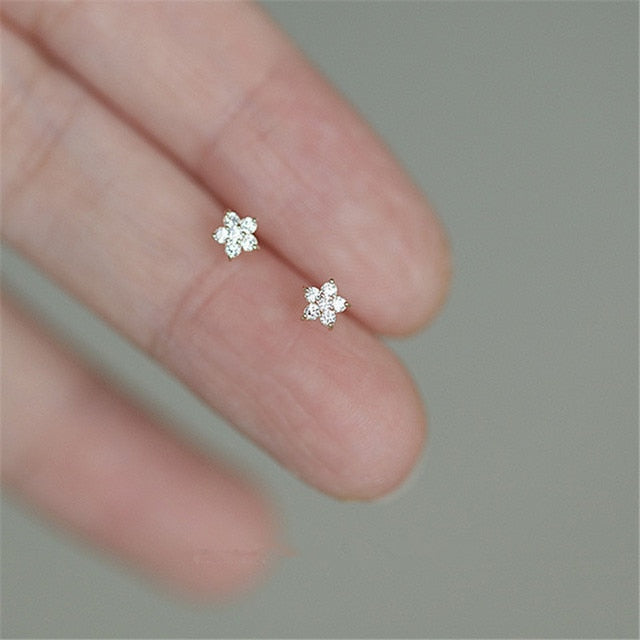 Plated Silver Gold Flower Earrings Pi-Mart