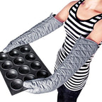 58cm Oven Gloves Long Oven Mitt Kitchen Glove BBQ Heat-resistant Cotton Cooking Barbecue Baking Tools Kitchen Accessories Heat Resistant Cooking Oven Gloves Can be Used for Grilling Cooking BBQ Stevvex