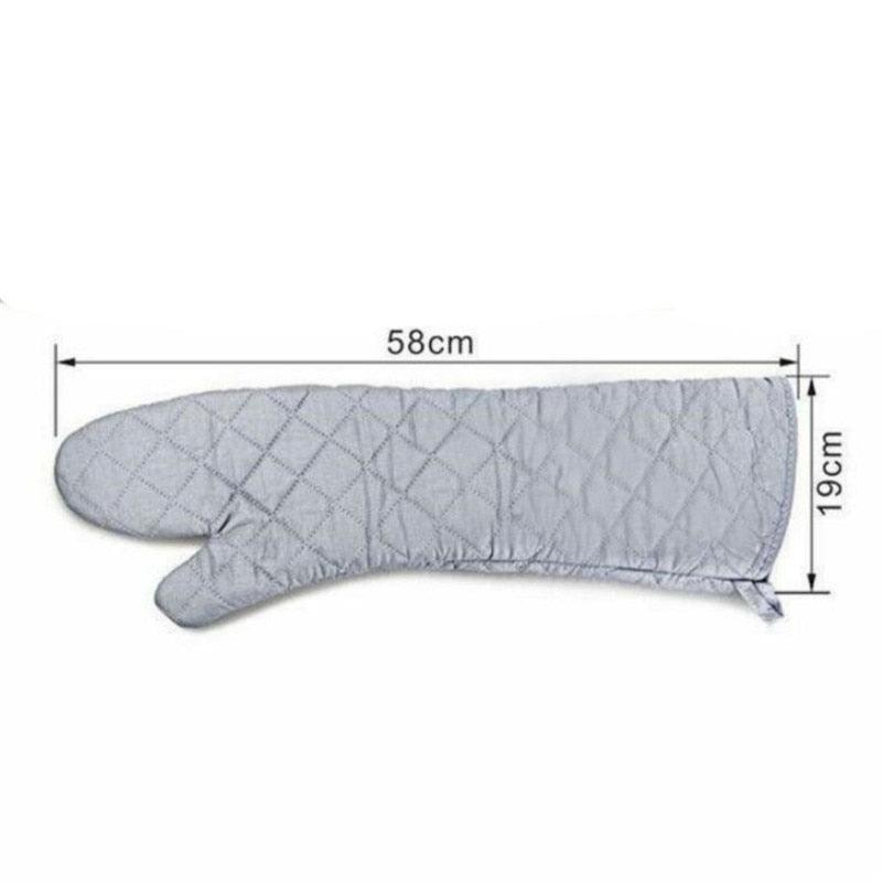 58cm Oven Gloves Long Oven Mitt Kitchen Glove BBQ Heat-resistant Cotton Cooking Barbecue Baking Tools Kitchen Accessories Heat Resistant Cooking Oven Gloves Can be Used for Grilling Cooking BBQ Stevvex