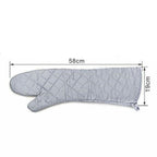 58cm Oven Gloves Long Oven Mitt Kitchen Glove BBQ Heat-resistant Cotton Cooking Barbecue Baking Tools Kitchen Accessories Heat Resistant Cooking Oven Gloves Can be Used for Grilling Cooking BBQ Stevvex