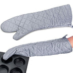 58cm Oven Gloves Long Oven Mitt Kitchen Glove BBQ Heat-resistant Cotton Cooking Barbecue Baking Tools Kitchen Accessories Heat Resistant Cooking Oven Gloves Can be Used for Grilling Cooking BBQ Stevvex