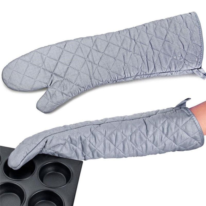 58cm Oven Gloves Long Oven Mitt Kitchen Glove BBQ Heat-resistant Cotton Cooking Barbecue Baking Tools Kitchen Accessories Heat Resistant Cooking Oven Gloves Can be Used for Grilling Cooking BBQ Stevvex