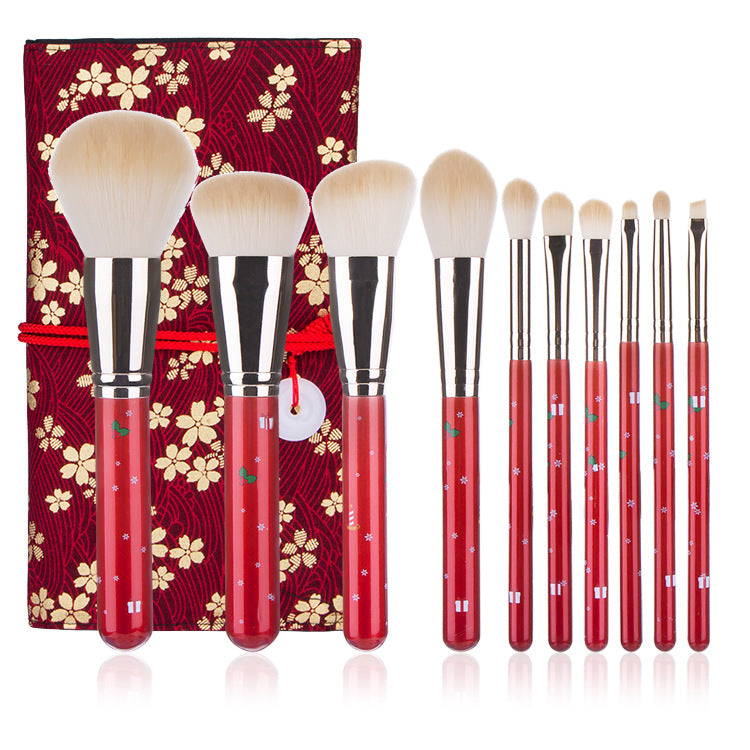 Christmas Portable Makeup Brush With Red Handle Pi-Mart