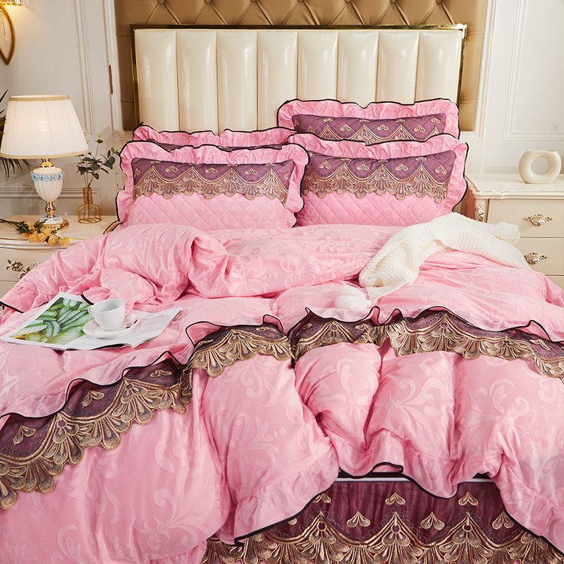 Detachable Bedding Four-piece Duvet Cover Bed Skirt Pi-Mart