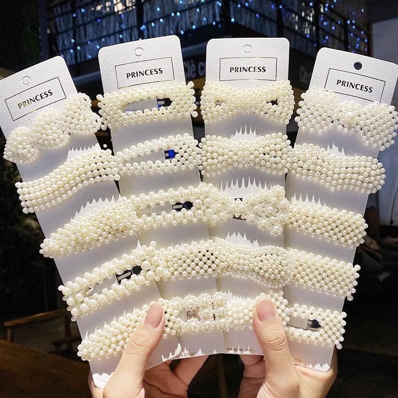 5/8PCS/Set Women Girls Elegant Imitation Pearls Geometric Hairpins Sweet Hair Ornament Clips Barrettes Gorgeous Fashion Hair Accessories For Women Stevvex