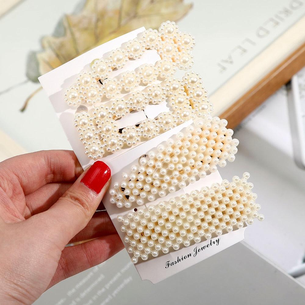 5/8PCS/Set Women Girls Elegant Imitation Pearls Geometric Hairpins Sweet Hair Ornament Clips Barrettes Gorgeous Fashion Hair Accessories For Women Stevvex