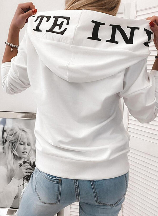Pocket Hooded Letter Pullover Sweatshirt Pi-Mart
